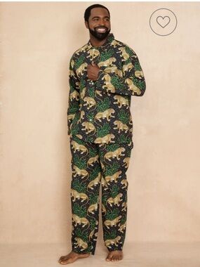 Printfresh Bagheera Leopard Printed Cotton Pajama Set Size Large NEW